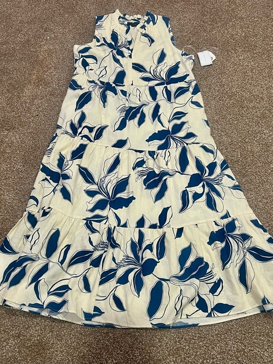 1. State Dresses & Skirts - 🌿 NWT 1.STATE Linen Blend Tiered Maxi Dress | Blue Floral | XL | Pockets